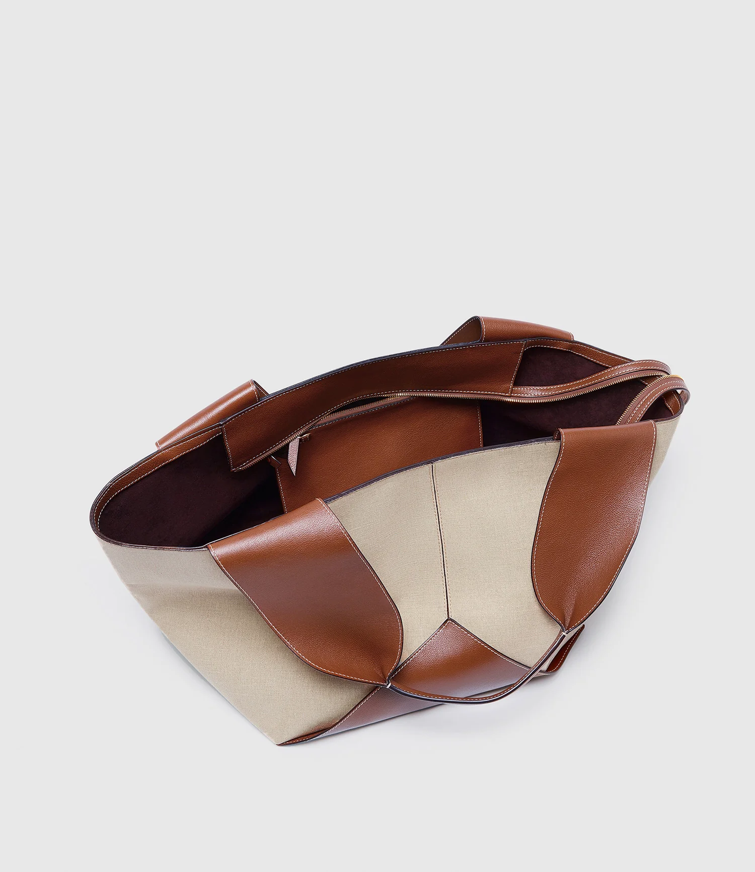 Market Weekend Bag Natural Linen With Buffalo Cognac - Image 3