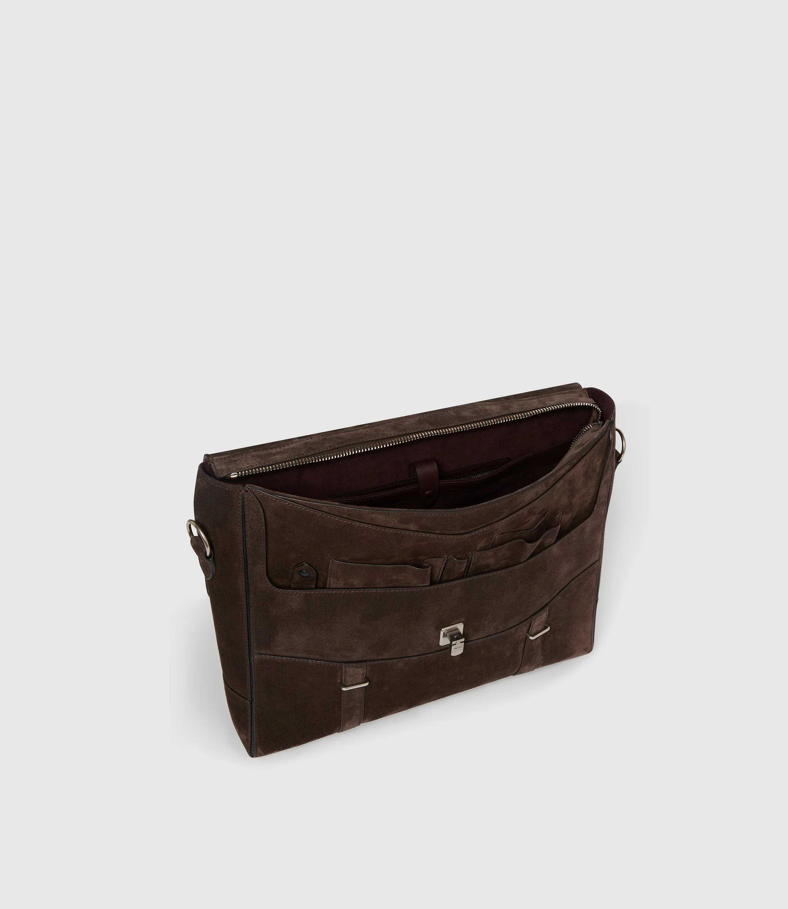 Rider Briefcase Suede Chocolate - Image 3